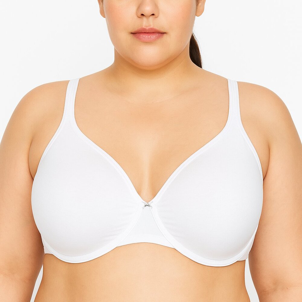 Lane Bryant Cacique Bra 38D White Full Coverage Cotton Blend Underwire Womens